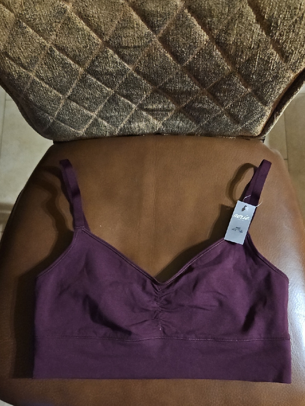 Aerie Maroon Burgundy Cotton Unlined Wirefree Bralette Bra NWT